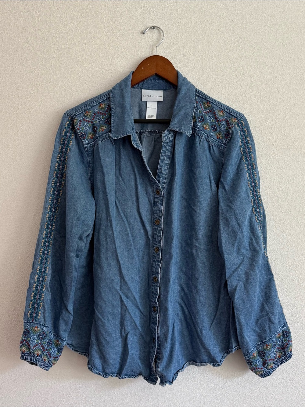 Embroidered Denim Button Down